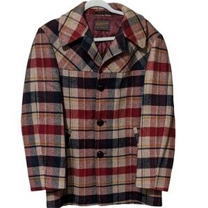 Vintage 1980s Pendleton Plaid Wool Quilted Liner Coat Made in USA overcoat XL
